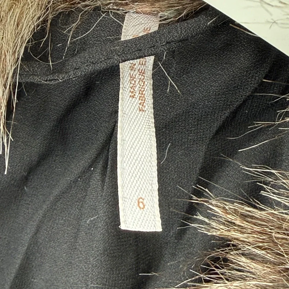 Free People Faux Fur Vest Black‎ Brown Multi Color Size 6 NWOT - Picture 3 of 10